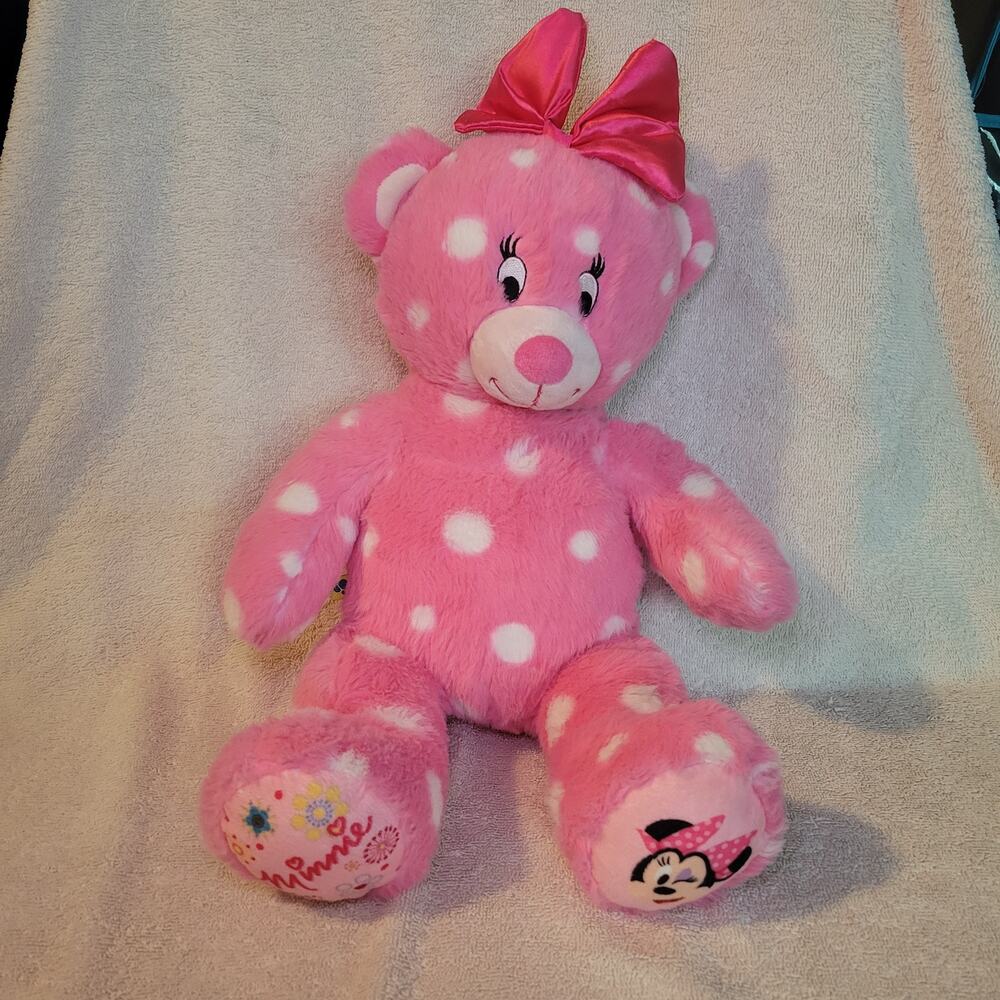 Build A Bear Minnie Mouse Pink Polka Dot Plush Stuffed Plush w/ Bow 17" BABW